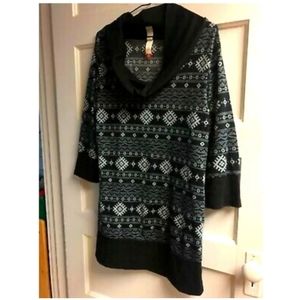 Cowl neck fair isle print tunic